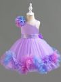 Baby Girls' Color Block 3d Flower & Bowknot Decorated Tulle Puffy Dress With Train For Formal Occasions