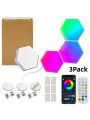 3Pack/6Pack Dream Color Smart IC LED Hexagon Light Table And Wall Decor Lights App & Remote Control Music Sync LED Gaming Lights For Table And Wall Decor Music Sync DIY Geometry RGB Room Lights For Gaming Room Living & Bedroom Streaming
