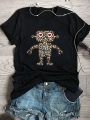 Men's Robot Print Funny T-shirt Plus Size