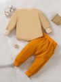 2pcs/Set Baby Boys' Casual Sports Long Sleeve Sweatshirt And Pants With Pockets, Spring And Autumn