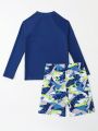 Boys' Long Sleeve Rocker Shark & Ocean Series Swimsuit Set