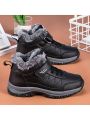 Women's Fashionable Winter Outdoor Warm Fleece Lined Lace-up Snow Boots With Magic Tape Closure
