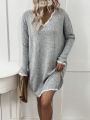 SHEIN LUNE Casual Women's Sweater Dress With Scalloped Hem