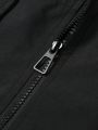 Men's Letter Patch Flap Pocket Zipper Front Jacket