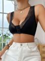Contrast Lace Hook And Eye Bra