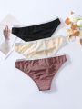 Women's Color Block Low Waist Triangle Panties (3-Piece Set)