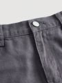 SHEIN Y2k New Street Cool Fashionable Workwear Pockets Front & Middle Slit Gray Teenage Girls' Denim Straight Skirt