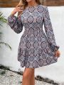 SHEIN VCAY Ladies' Round Neck Printed Dress
