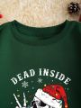 Plus Christmas Print Drop Shoulder Sweatshirt