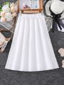 Teen Girls' Woven Double-Breasted Button Tiered Ruffle Hem Casual Skirt