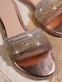 Women's Fashion Flat Sandals With Rhinestone Decoration