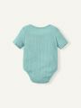Cozy Cub Baby Boy Knitted Soft Solid Color Round Neck Short Sleeves Overlap Bodysuit 2pcs/Set