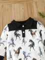 Baby Boys' Half-Button Bodysuit With Horse Print