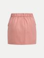 SHEIN Teen Girls' Solid Color Utility Sports Casual Skirt