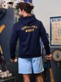 Daily&Casual Men'S Letter Printed Drawstring Hoodie And Shorts Sports Suit