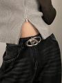 1pc Women's Black A-shaped Buckle Belt For Jeans, Casual Wear, Daily Use