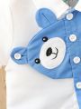 2pcs/Set Summer Casual Cute 3d Teddy Bear Print Shirt And Shorts Outfit For Baby Boy