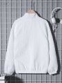 SHEIN Kids Academe Tween Boy Letter Embossed Half Zip Raglan Sleeve Sweatshirt
