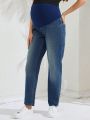 SHEIN Maternity Adjustable Waist Washed Denim Jeans