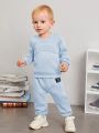 SHEIN Infant Boys' 3d Embossed Sweatshirt And Long Pants Sports Set