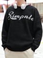 Men'S Text Pattern Loose Casual Sweater