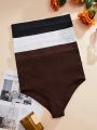Women'S Solid Color Ribbed Knit Triangle Panties