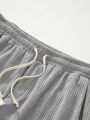 Manfinity Men's Solid Color Corduroy Drawstring Waist Loose Fit Pants