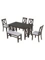 Nestfair 6-Piece Dining Table Set with 4 Chairs and Bench