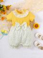 Baby Girl Spring/Summer Sweet Lovely Floral Splicing Romper Shorts