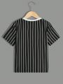 SHEIN Kids EVRYDAY Tween Boy's Fashionable Casual Color Block T-Shirt