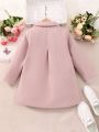 Tween Girl 1pc Bow Front Double Breasted Overcoat