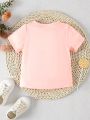 Baby Girls' Cute Bear & Heart & Flower Print Short Sleeve T-Shirt For Summer