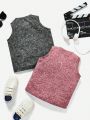 SHEIN Kids EVRYDAY Boys Two Piece Set Of Casual And Comfortable Solid Color Vest Tops