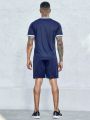 Football Men's Gradient Color Geometric Print Soccer Uniform Set