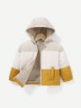 Winter Thickened Three Colors Spliced Casual And Sport Coat For Infant Boys