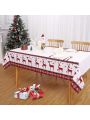 Chiristmas Tablecloth, Waterproof Table Cloths Outdoor Indoor Xmas Table Cover for Picnic Party Wreath, Christmas Deer Shape Home Decor Table Cloth
