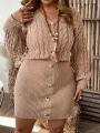SHEIN LUNE Plus Size Women's Sweater Dress With Button Decoration