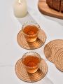 4pcs Round Hand Woven Mini Coaster, PP Portable Durable Cup Mat For Dining Table