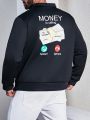 Manfinity Homme Men's Plus Size Zipper Jacket With Text Print