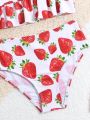 Young Girls' Strawberry Print Bikini Set