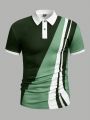 Manfinity Homme Men's Color Block Striped Short Sleeve Polo Shirt