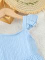SHEIN Kids Nujoom Little Girl's Solid Color Elegant Ruffle Dress