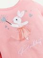 Cozy Cub Baby Girls' Cartoon Rabbit Printed Round Neck Raglan Sleeve Sweatshirt