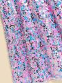 SHEIN Kids HYPEME Dazzling Pink, Blue And Silver Sequin Dress