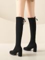 Women's Fashionable Round Toe High Heeled Over-the-knee Boots
