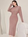 SHEIN Modely Women's Solid Color Sweater Dress