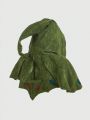 ROMWE Fairycore Plus Size Leaf Embroidered Hooded Cape Coat