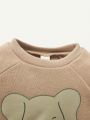 Cozy Cub Baby Boy Raglan Sleeve Pullover Sweatshirt Cartoon Elephant Print Trousers Thin Two-Piece Set