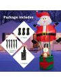 Gymax 8FT Inflatable Santa Claus & Reindeer Christmas Decoration w/ LED Lights
