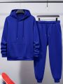 Men's Solid Color Hoodie And Pants Two-piece Set